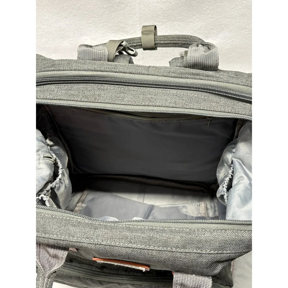 Hobest Diaper Bag Backpack Gray Insulated Pockets with Changing Pad Station